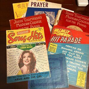 Lot of Vintage Piano Music Sheets and Lesson Books